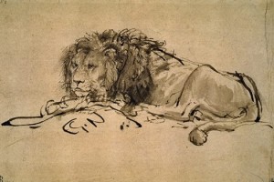 Rembrandt. Besiilsintis liūtas. 1652