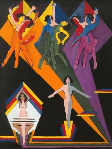 Ernst Ludwig Kirchner. Šokančios merginos ir spalvoti spinduliai. 1932