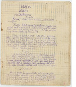 Marcelijaus Martinaičio (1936–2013) dienoraščio fragmentas, 1952. Lietuvos literatūros ir meno archyvas, f. 598, ap. 1, b. 299, l. 2r
